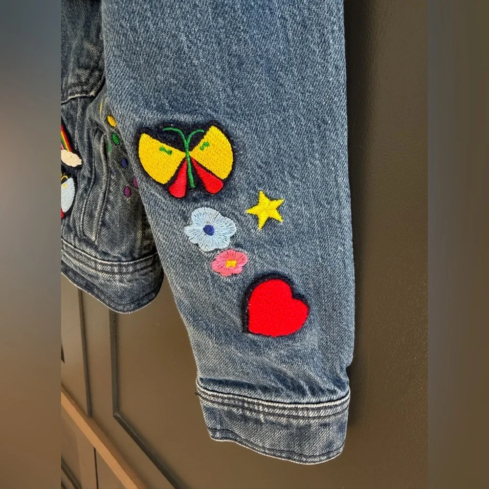 Hanna Anderson | Denim Jean Jacket with Colorful Patches | size 110 | 5